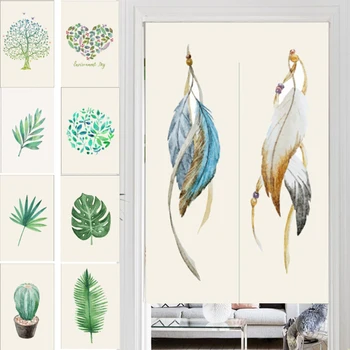 

Nordic Leaves Door Curtains Noren Fabric Extra Thick Curtains For Kitchen Living Room Bedroom Partition Curtains Doorway Decor