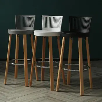 

Nordic solid wood bar chair designer modern minimalist bar stool fashion bar chair home high stool