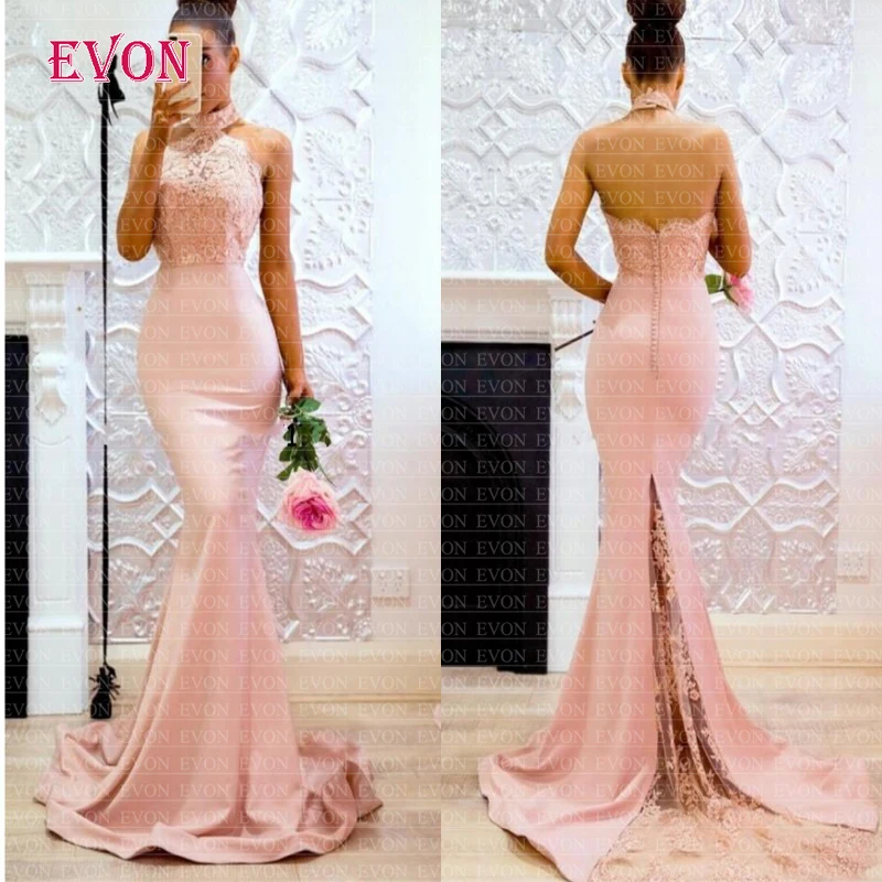 Vestidos de gala, сексуальное длинное платье с лямкой на шее, платье русалки для выпускного вечера,, на заказ, румяное вечернее платье, Vestidos de fiesta de noche