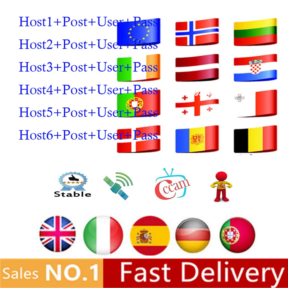 

Best Stable cccam cline for 1 year europe DVB-S2 Satellite Receiver 6 7 8 Europe cline Portugal For Gtmedia V8 NOVA Full HD