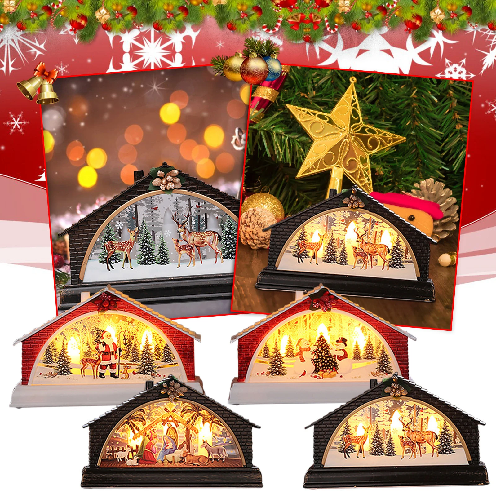 Christmas Manger 2022 Christmas House Manger Snow House Decoration Night Light Home Furnishing  Props Christmas Gifts New Year 2022 Gifts Natal|Pendant & Drop Ornaments| -  Aliexpress