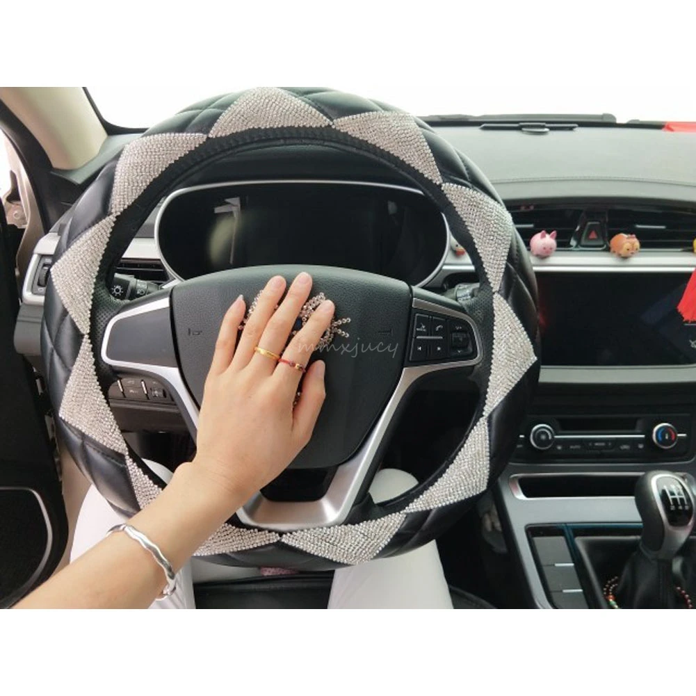 Авто чехол рулевого колеса автомобиля из искусственной кожи в случае если у вас возникают какие-либо сложности с украшениями Стразы 38 см