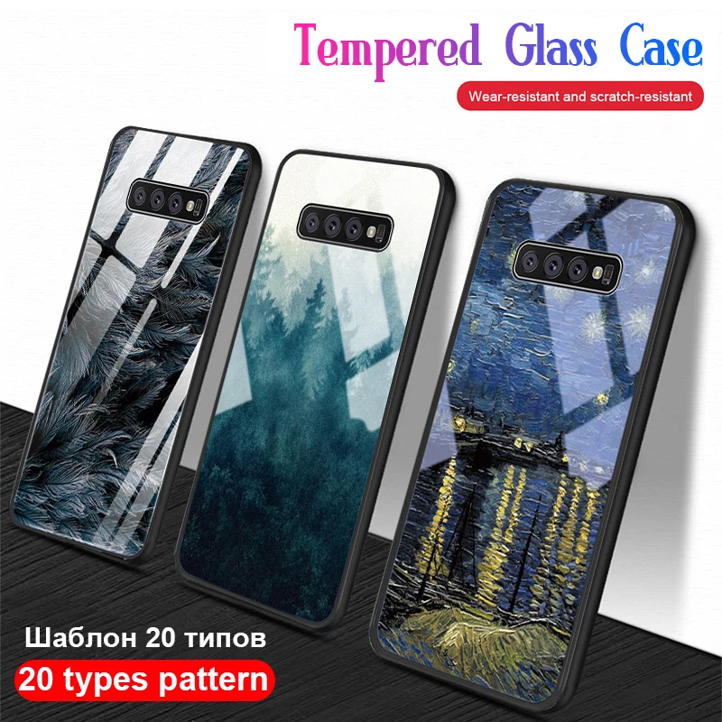 Окрашенный чехол из закаленного стекла для samsung galaxy note 10 s10e s10 plus sumsung a10 a20 a30 a40 a50 a50s
