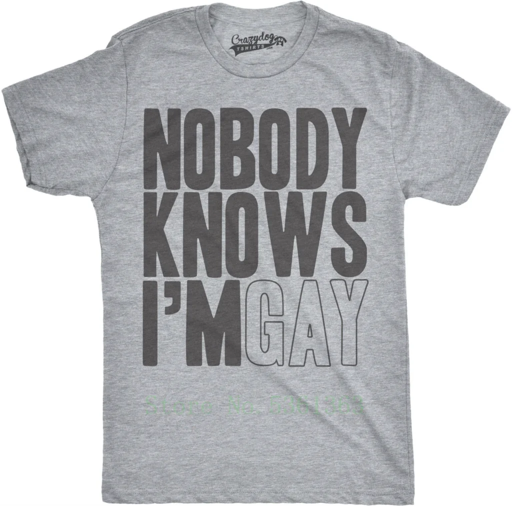Мужская забавная футболка Nobody Knows Im Gay Pride LGBT новинка хлопок белый топ серый