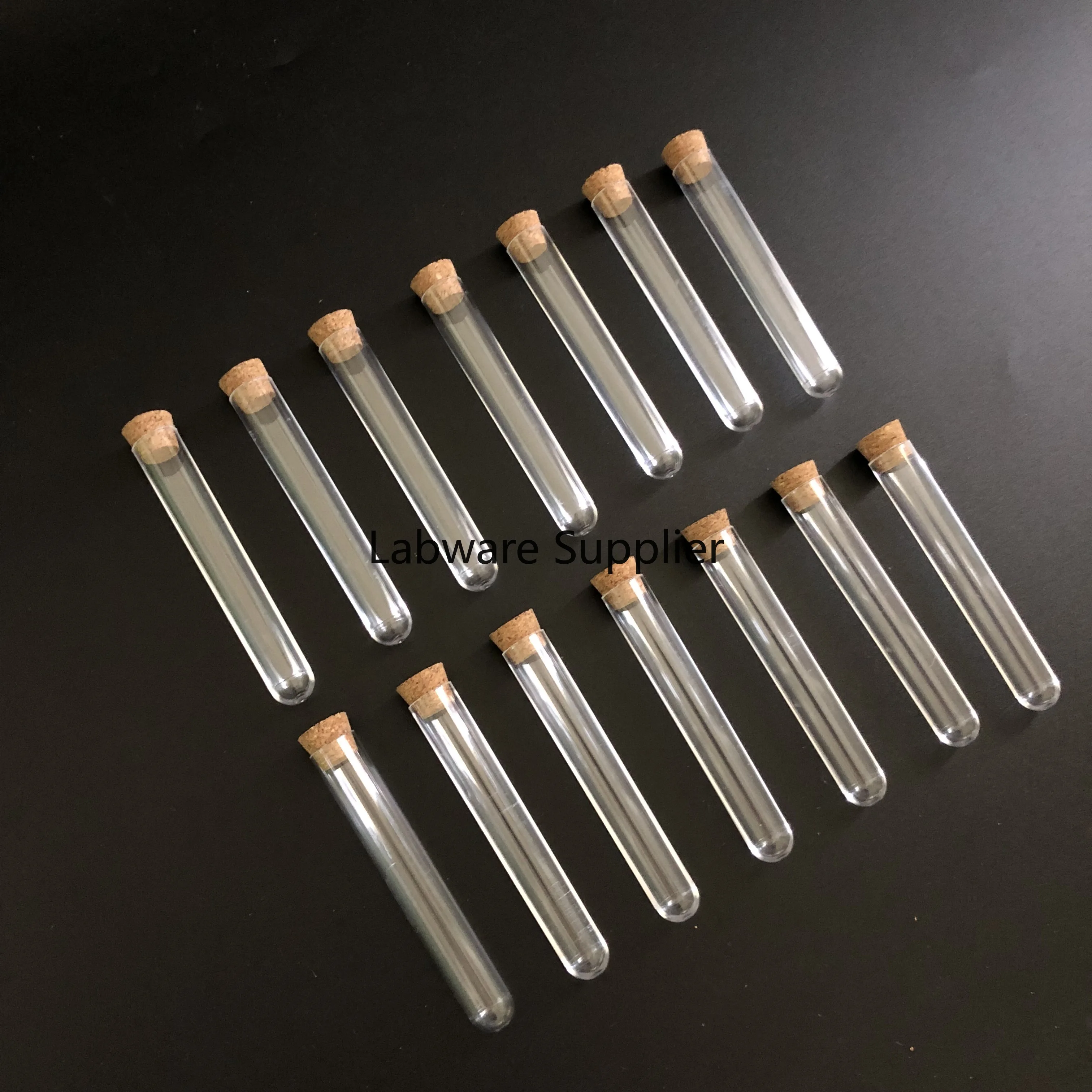 

(200 pieces/pack) 13*78mm Clear Plastic test tubes with Cork cap Use for Laboratory or Stoppers Empty Scented tea Tubes
