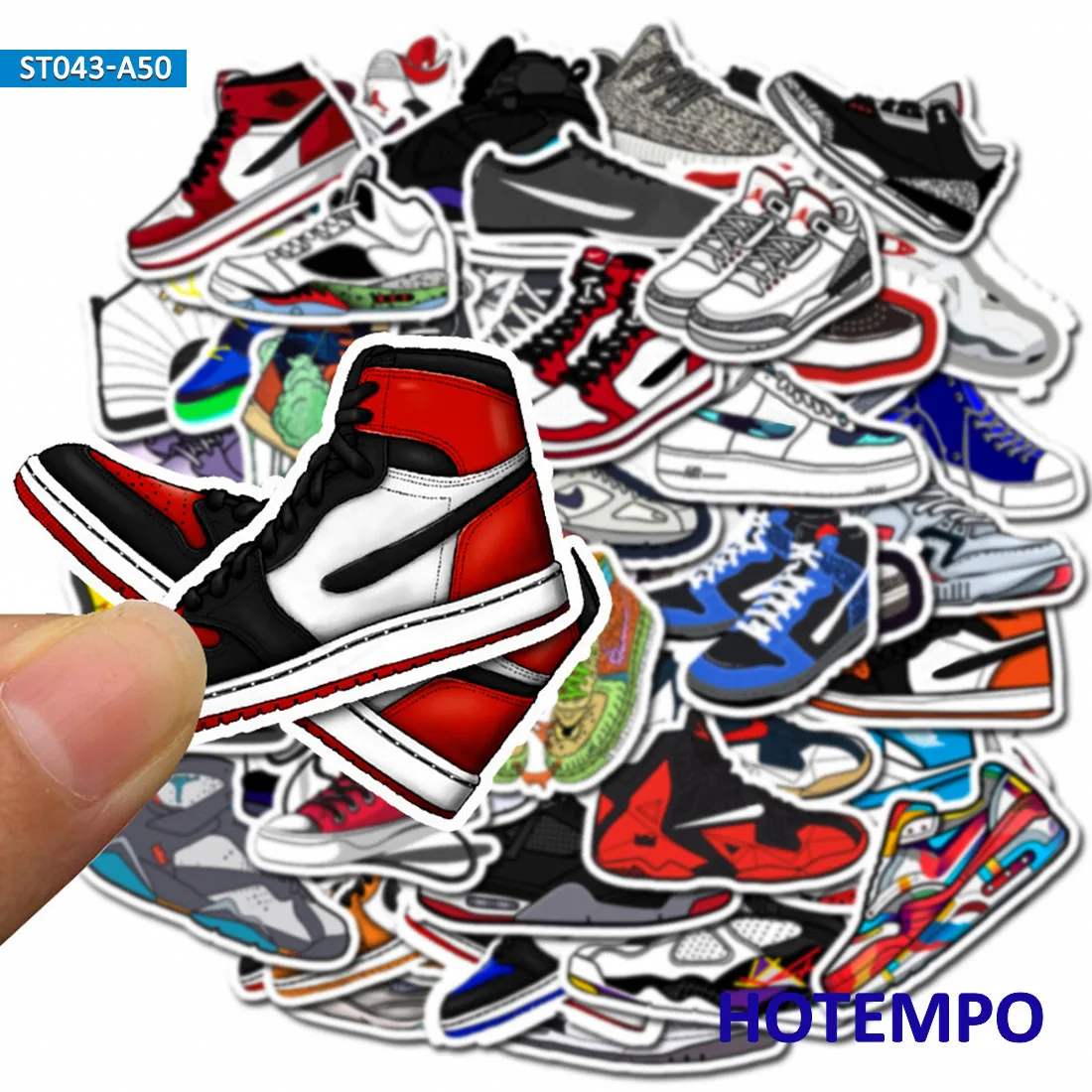 

50pcs Waterproof Basketball Sneakers Sticker for Mobile Phone Laptop Luggage Guitar Skateboard Bike Ski Car Stickers