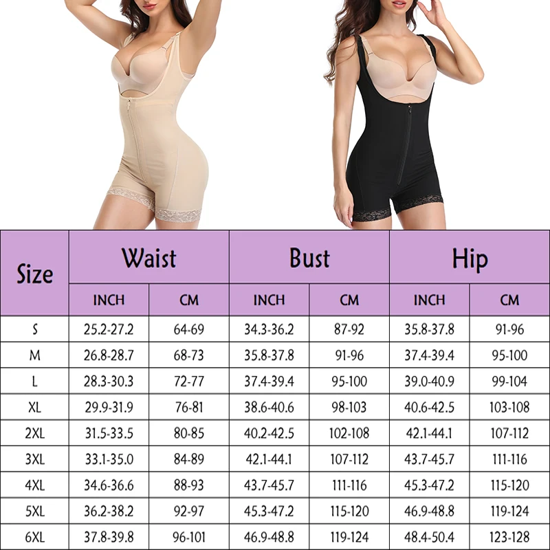 Full Body Shapewear Women Bodysuit Plus Size Body Shaper Slimming Corset Modeling Tummy Control Postpartum Underwear Zipper Hook