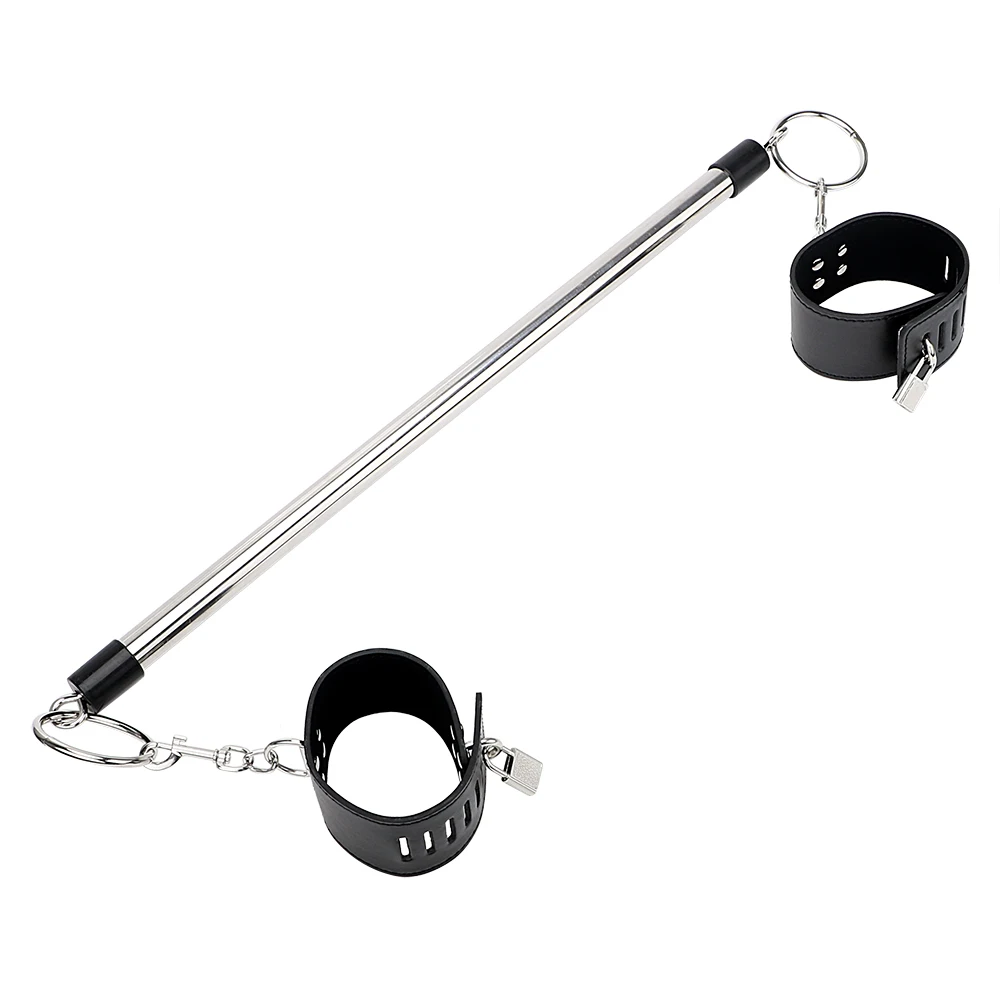 

IKOKY With Lock & Keys Leather Wrist Ankle Cuffs For Women Couples Spreader Bar Stainless Steel Restraint Bondage