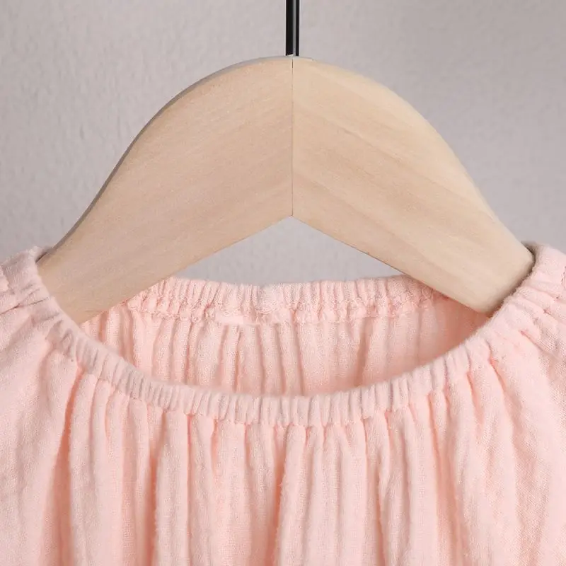 Spring Girls Blouse Autumn Cotton Shirts Girls Long Sleeve Solid Color Puff Sleeve kids Blouse Top Children Clothing
