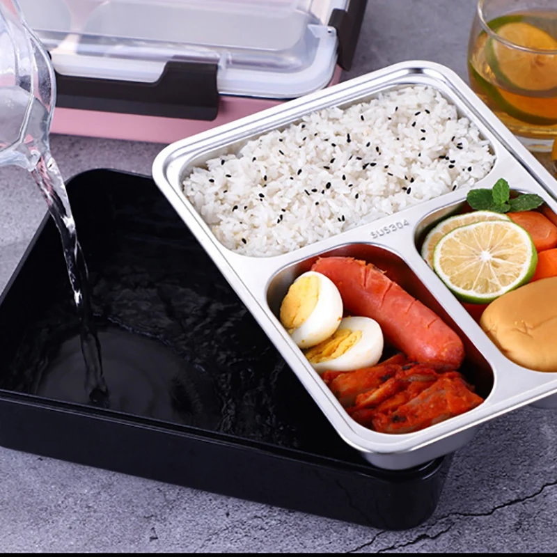 Fashion-Microwave Lunch Box Stainless Steel Dinnerware Food Storage Container Children Kids School Office Portable Bento Box