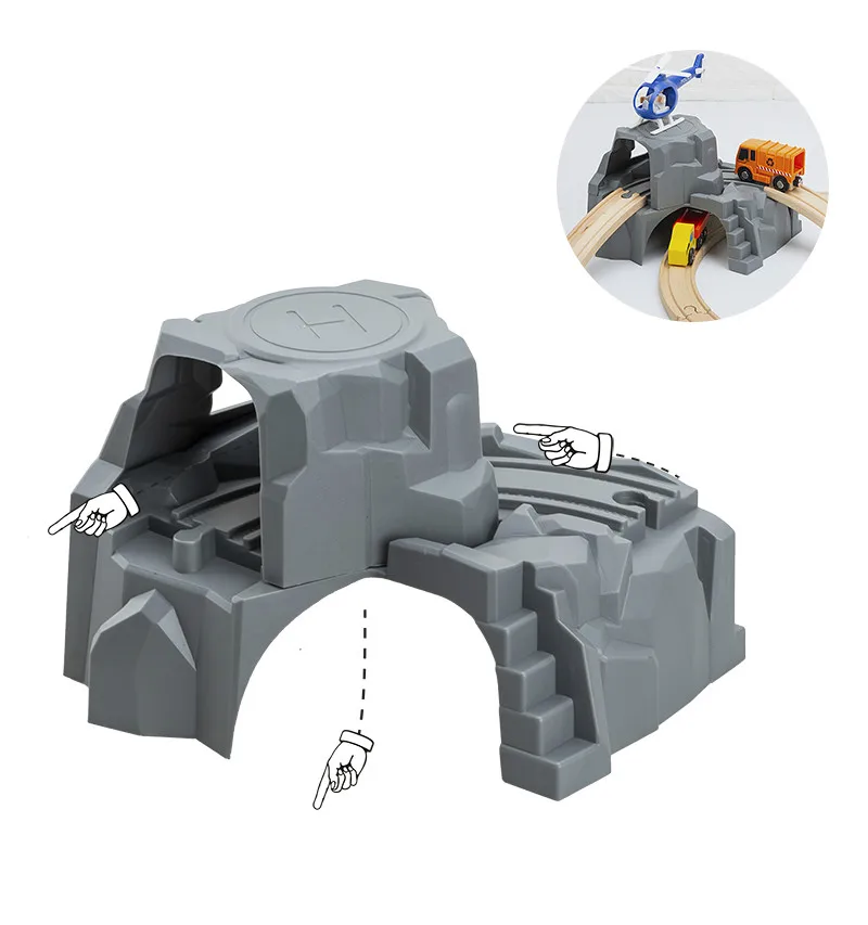 Большой пластиковый двойной туннель для деревянной железной дороги игрушечный