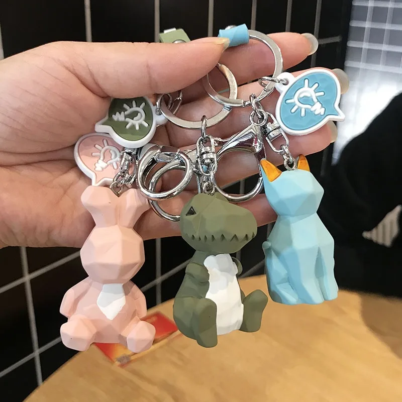 

2019 New Fashion Cute Dinosaur Key chain Animal Key Ring Fashion Cartoon Key Chain Creative Car Bag Phone Men And Women KeyRing