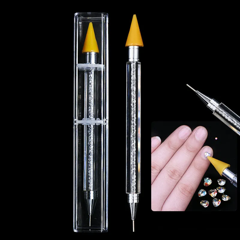 Двухсторонний воск для ногтей Cyrstal pick er Dotting Pen акриловая ручка Gem pick Up аппликатор инструмент JS11