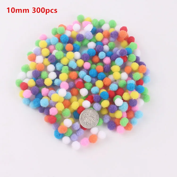 10mm 300pcs 300 шт 10 мм мягкий круглый пушистый Ремесло помпонами для рукоделия, разных цветов для декорирования вестибюлей - Цвет: 10mm 300pcs