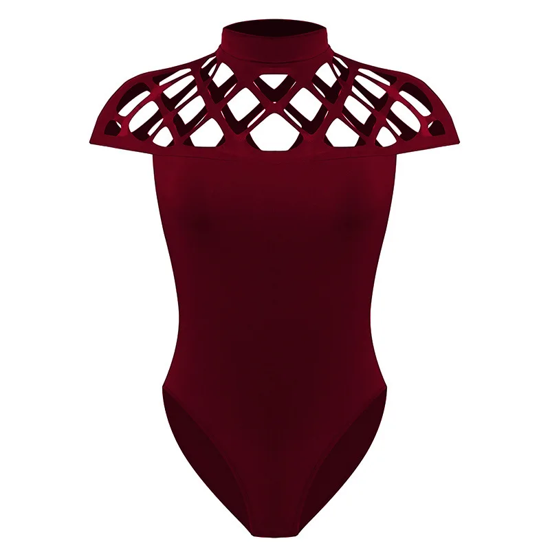 

hollow out high neck sexy bodysuit plus size xxl women clothes 2019 summer one piece bodysuit bodycon romper casual tops 0269