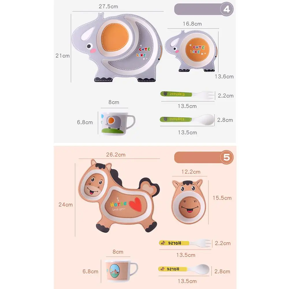 Studyset мультфильм бамбуковое волокно детская тарелка чаша ложка Вилка Набор посуды для детей