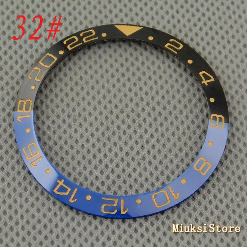 32 Parnis 38mm black blue white green Ceramic/Titanium Bezel insert for 40mm case Watch accessories bezel - Цвет: 32