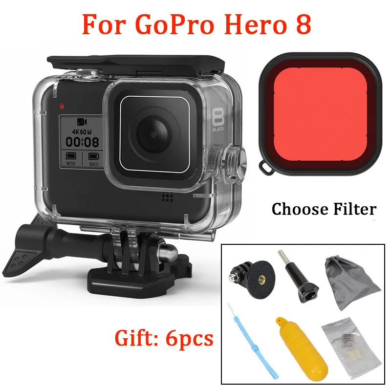 Для Gopro Hero 8 аксессуары водонепроницаемый защитный корпус чехол для дайвинга защитный для Go pro экшн-камеры набор аксессуаров