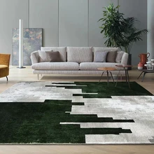 Ковер в скандинавском стиле темно-зеленого цвета с геометрическим узором, современный прикроватный ковер для украшения дома