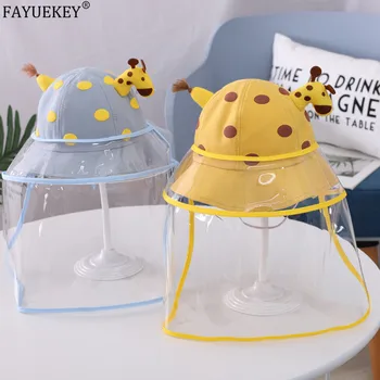 

Cute giraffe Anti-spitting Protective Hat Kids Boys Girls Dustproof Cover Fisherman Mask Cap infant Sun hat 6-24 months baby