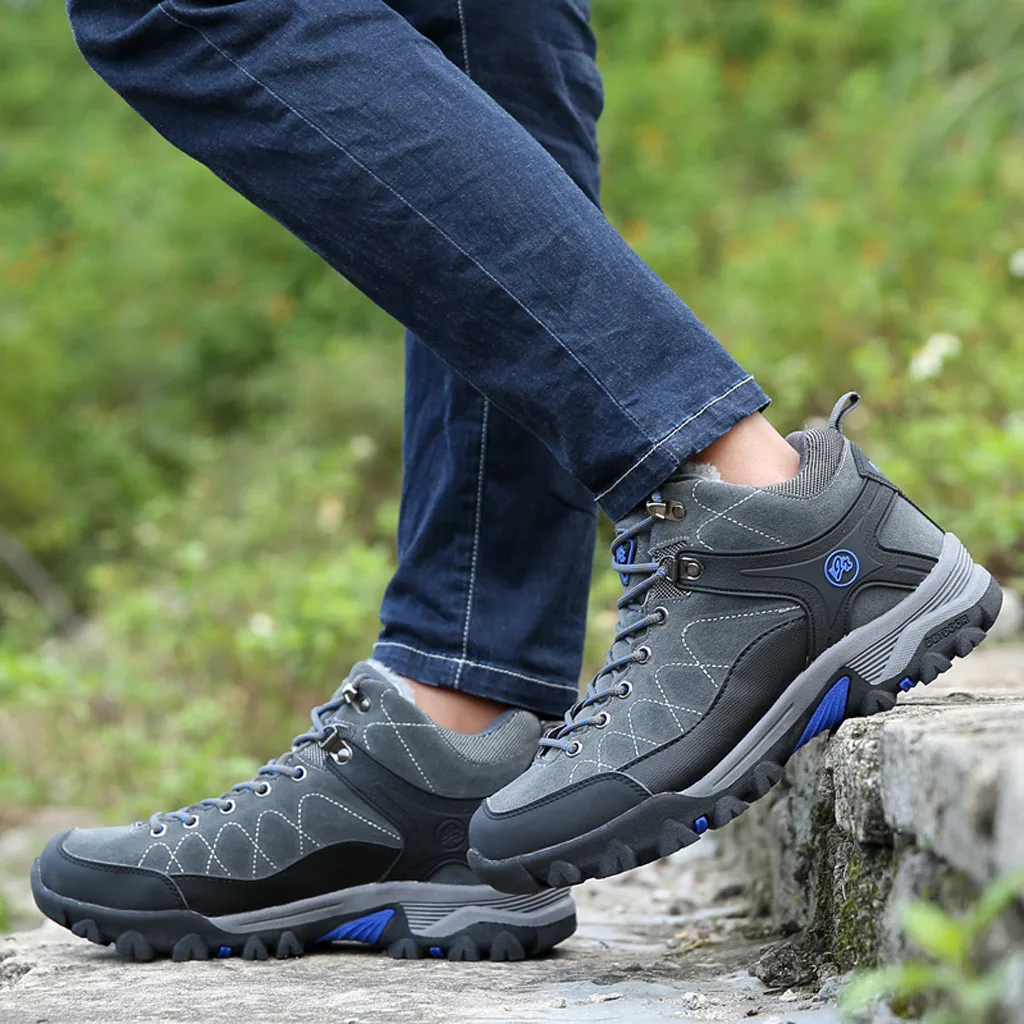 SAGACE autumn and winter men's sports boots couple slip plus velvet warm cotton shoes comfortable hiking shoes