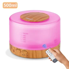 Novo 500ml de madeira difusor do óleo essencial umidificador ar ultra-sônico usb com 7 cores luzes led controle remoto escritório casa difusor