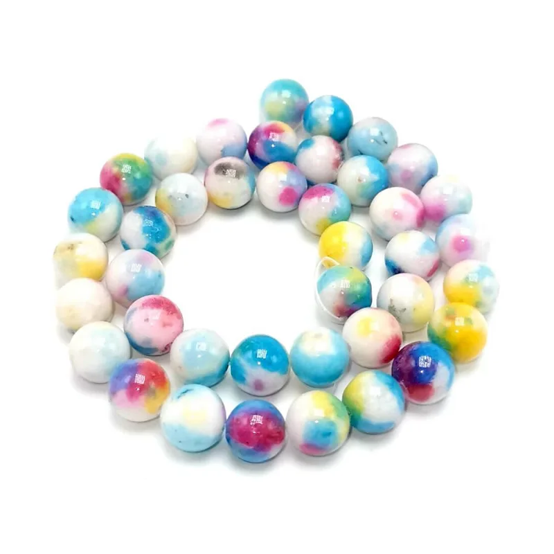Натуральные разноцветные радужные Камни Круглые свободные бусины подходят Diy