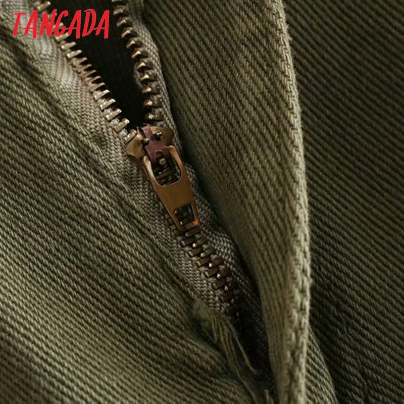 Kopen Tangada vrouwen amygreen Chic mom jeans broek vriendje stijl lange broek zakken rits losse casual vrouwelijke denim broek 4M108