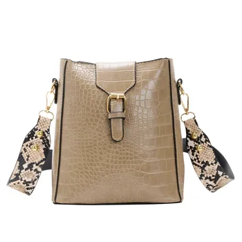 

2019 Fashion Women Stone Pattern Hasp Bucket Bag HandBag Shoulder Bag Messenger Bag Multi-Function PU Leather Shoulder Bag 1203