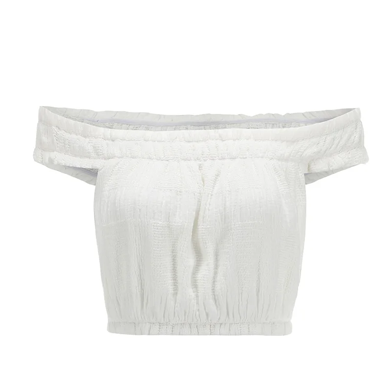 Sexy Short Off Shoulder Crop Top Women New Fashion Elegant White Casual Summer Short Ladies Solid Color Tank Tops Feminino