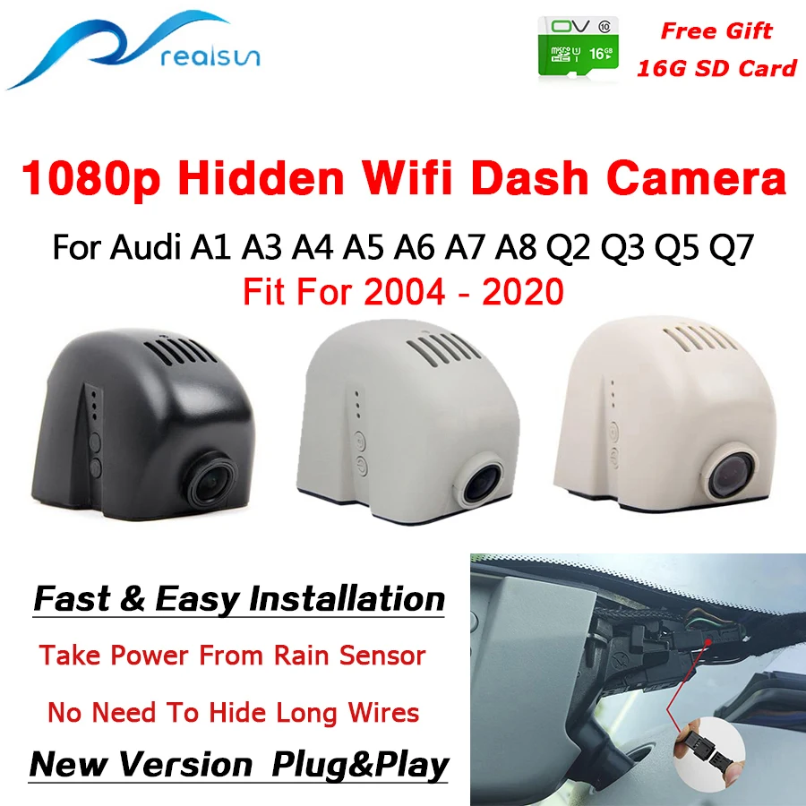 Автомобильный видеорегистратор Realsun 1080P с Wi Fi двумя объективами простая