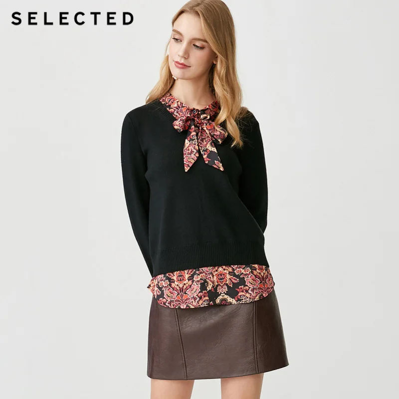 Женский свитер из смешанной шерсти с отстроченным узором S | 418424513|