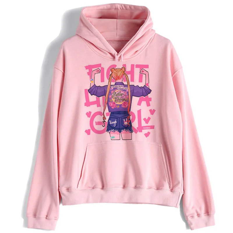 Сейлор свитшот с Луной harajuku уличная Корейская ulzzang Толстовка kawaii 90s мультфильм пуловеры новая одежда негабаритных с капюшоном