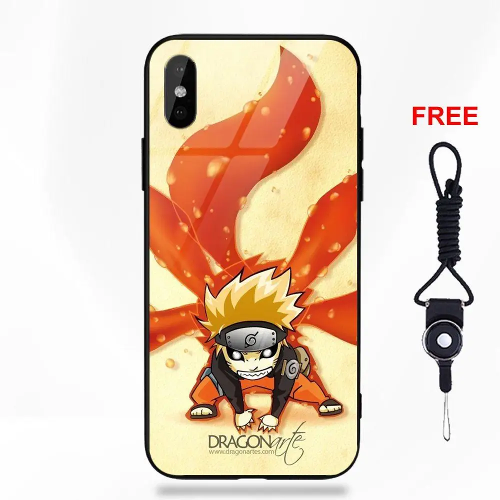 as picture Крутой аниме Uzumaki Наруто для Apple iPhone 5 5C 5S SE 6 6S 7 8 Plus X XS Max XR Мягкий ТПУ чехол+ закаленная стеклянная ячейка чехол - Цвет: as picture