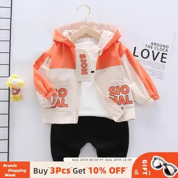 

Bear Leader Children Autumn Clothing Sets Boys Fashion Casual Outfits 3PCS Letter Shirt Coats and Solid Pants Kids Sets Suits