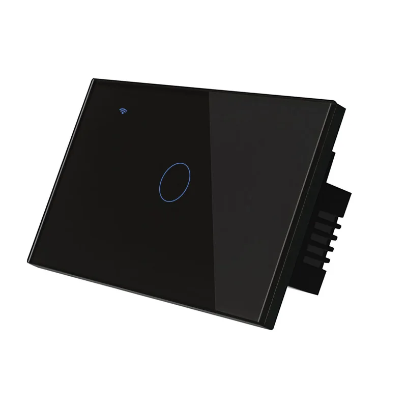 1gang black Нам Стандартный Wi-Fi настенный сенсорный выключатель, 1/2/3/4Gang 1Way с украшением в виде кристаллов Стекло Панель Tuya/приложение Smart Life дистанционного Управление светильник переключатель - Цвет: 1gang black