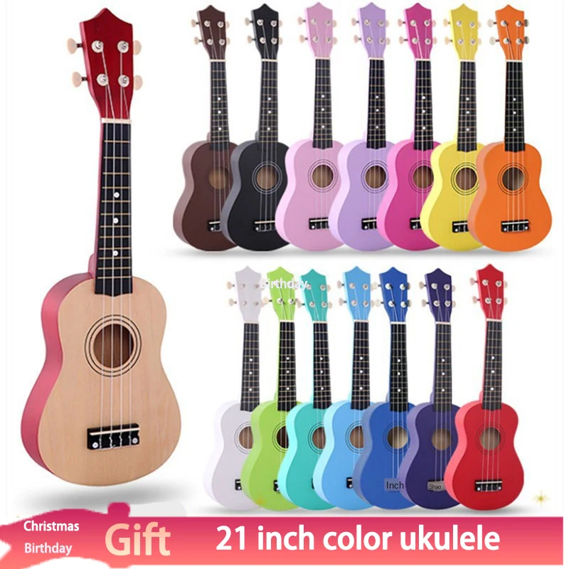 Ukulele Travel-Guitar Guitar-Color Wood Small Four-String 21-Inch Children Christmas-Gift