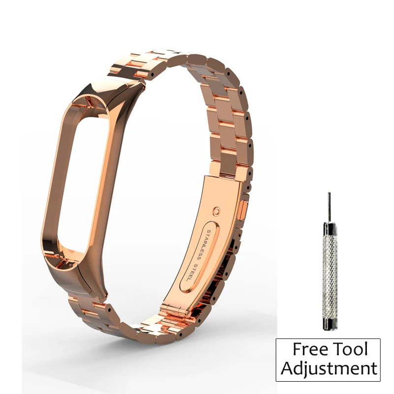 style 2 rose gold Металлический браслет из нержавеющей стали для Xiaomi mi, ремешок 4 mi Band 4, ремешок на запястье, браслет для mi band 3 mi Band 3, аксессуары для ремня - Цвет: style 2 rose gold