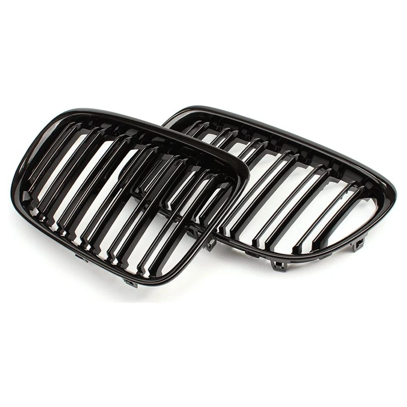 Glänzend Schwarz Front Stoßstange Dual Lamellen Front Niere Grill Grille Für-BMW X1 Serie E84 SDrive XDrive 2009-2015 – Detail 9