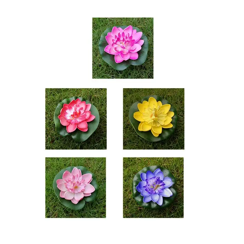 5 шт. искусственные плавающие Водяные лилии EVA цветок лотоса пруд Декор 10 см(красный/желтый/синий/розовый/светильник розовый
