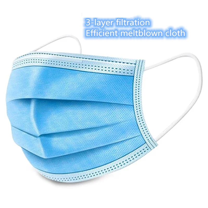 

Protective Face Mouth Mask Disposabl Waterproof Dustproof mouth mask 95% Meltblown cloth 3-layer protection Dustproof cloth