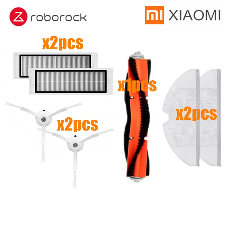 roborockZUHEMOP-7 Подходит для xiaomi roborock s50 аксессуары xiaomi Робот Запчасти для пылесоса комплекты основная щетка+ фильтр+ Боковая щетка+ Швабра - Цвет: roborockZUHEMOP-7