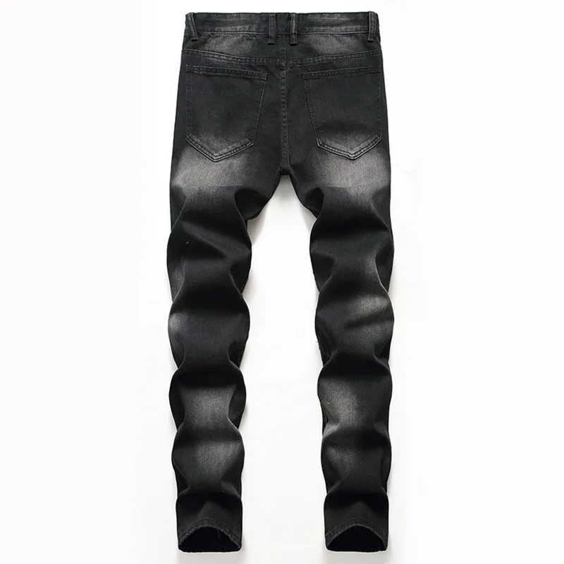 KIMSERE Мода Марка NEW Fashion Hi Street рваные джинсовые демисезонные штанишки прямого покроя для Для мужчин Уличная рваные джинсы, джинсовые штаны с дырками прямого покроя плюс Размеры 28-42