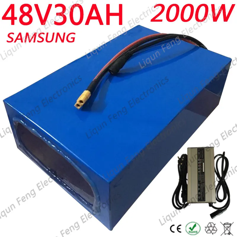 2000W 48V 30AH Электрический велосипед Батарея 48V 30AH, фара для электровелосипеда в Батарея 48V 30AH литий Батарея Применение samsung сотовый с 50A БМС+ 5A Зарядное устройство