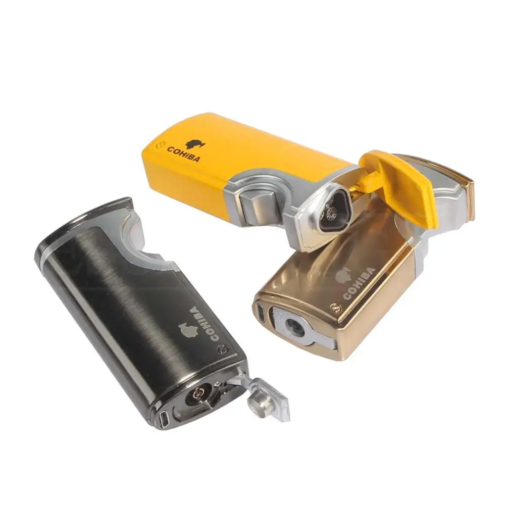 COHIBA металлический ветрозащитный usb-прикуриватель электрический 3 струйный факел прикуриватель электронный карманный, Перезаряжаемый Зажигалка для сигар