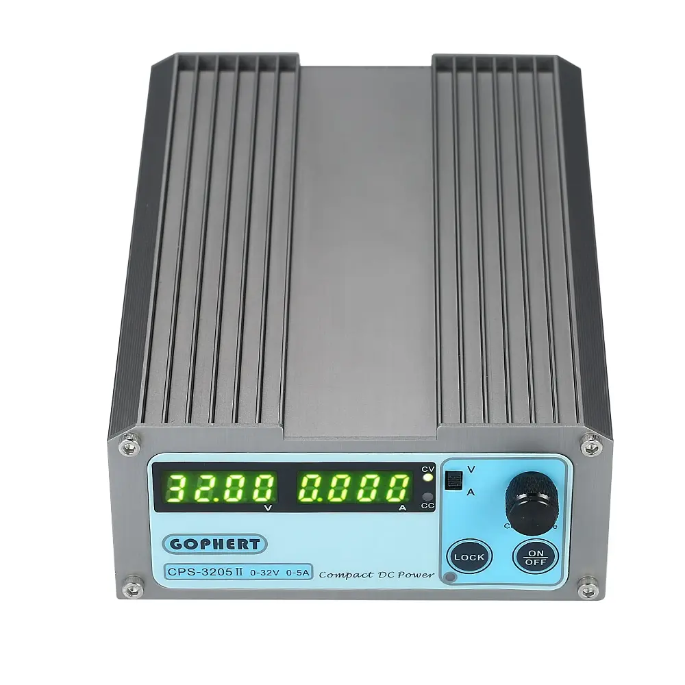 

Compact Digital Adjustable DC Power Supply 4 Digits LED CPS-3205 II 160W 0-32V/0-5A Portable Switching Regulated Power Supply