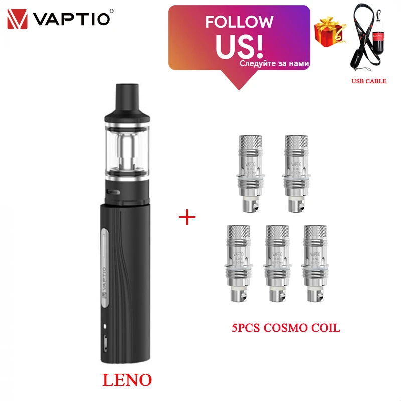 Электронная сигарета Vaptio Leno Kit 900 мАч встроенный аккумулятор 2 0 мл распылитель cosmo