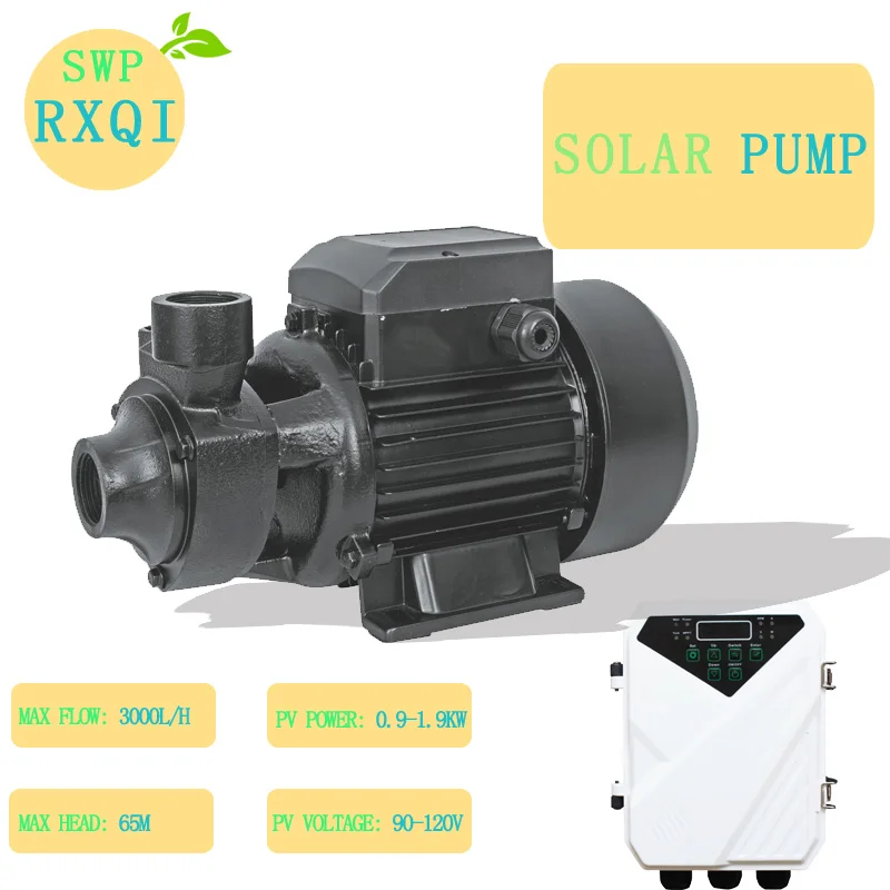 

SOLAR SURFACE PUMP 2020 MPPT Controller With Display Screen DC 72v 750w or 1HP Max flow 3000L/H Max head 65m Inlet & Outlet 1"