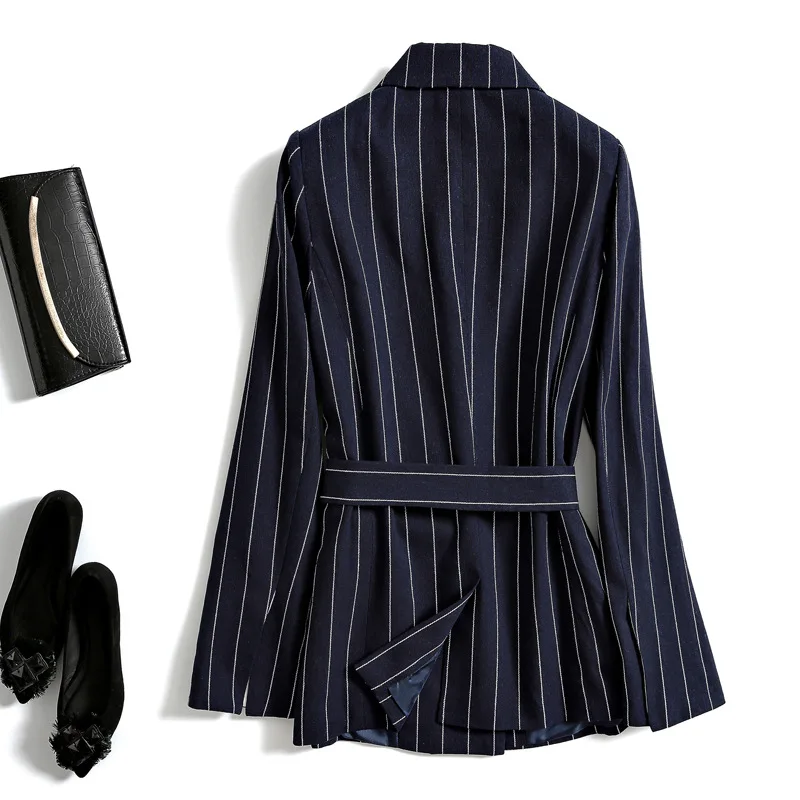 

Ozhouzhan 2019 Autumn And Winter New Style Elegant Fashion Long Sleeve Fashion Cool Stripes Cotton Linen Suit Versatile Women's