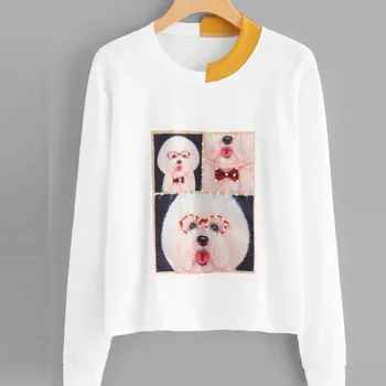 

hot sale sweatshirt Women's Causal Long Sleeve Fashion Office Ladies Print O-Neck autumn cool coat sudadera mujer